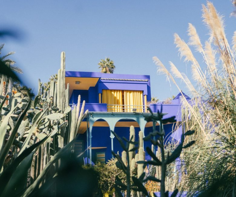 The famous historical Jardin Majorelle museum in Marrakesh, Morocco with a botanical garden