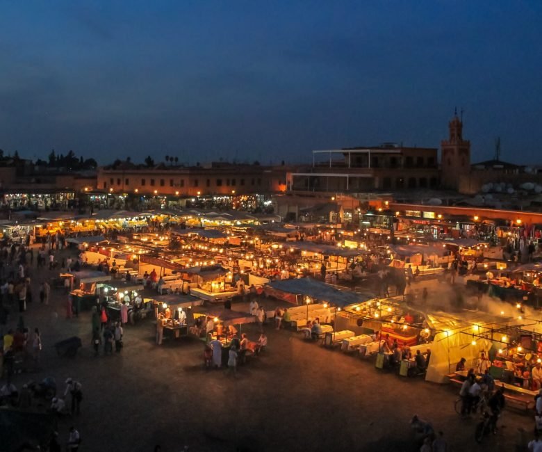 Jemaa el-Fnaa square at evening - Marakech, Morocco